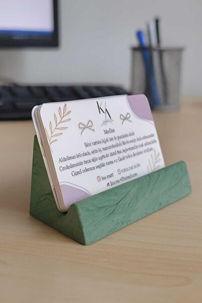 KARRA حامل بطاقة العمل الخرسانية الخضراء منظم سطح المكتب