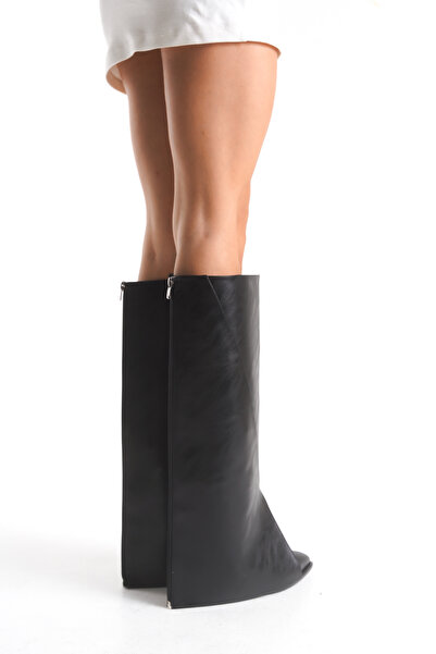 LOJO Kadın Sivri Burun Topuklu Günlük Çizme & Bot Spigo Siyah