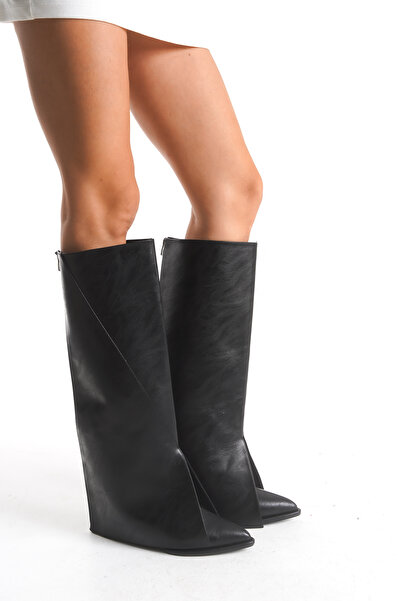 LOJO Kadın Sivri Burun Topuklu Günlük Çizme & Bot Spigo Siyah