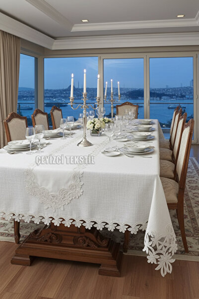 Çt Çeyizci Tekstil 12 Kişilik Masa Örtüsü Takımı, Masa Seti 12 Kişilik 26 Par...
