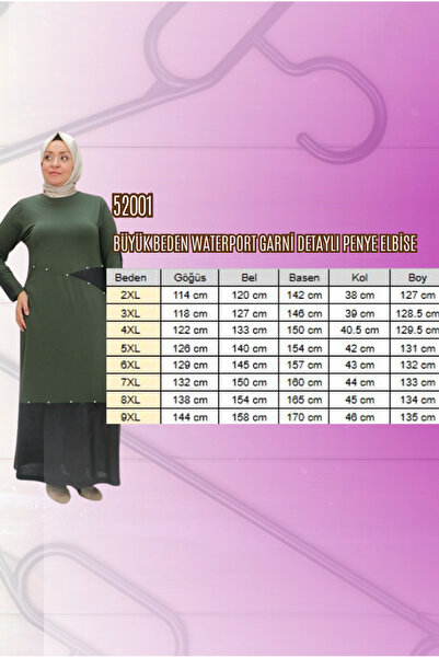 Eslina F-52001 Plus Size Waterport Garni Detailed Combed Cotton Dress - Indigo