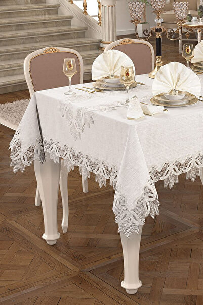 Çt Çeyizci Tekstil Tablecloth Set for 12 People, Table Set for 12 People 26 Pieces 160X220Cm