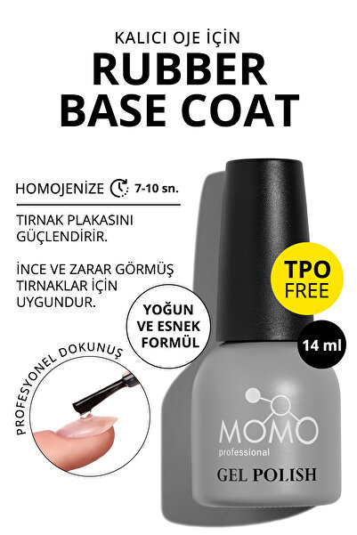 MOMO professional Kalıcı Oje Için Rubber Base Coat, 14 ml, TPO- FREE