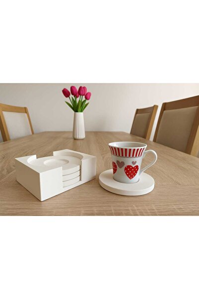 KARRA Concrete Coaster Set - Cup Tea Cup White