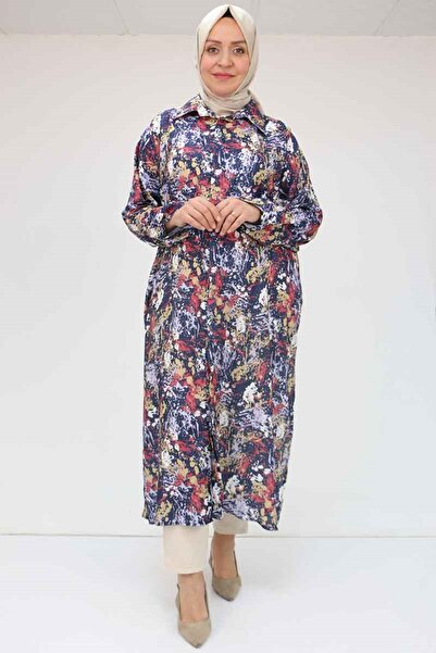 Eslina F-58053 Πουκάμισο Jesica με σχέδιο μεγάλου μεγέθους - Μαύρο ναυτικό με...