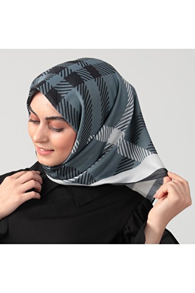 ipekistanbul Βαμβακερό μεταξωτό κασκόλ - Καρό σχέδιο - Anthracite