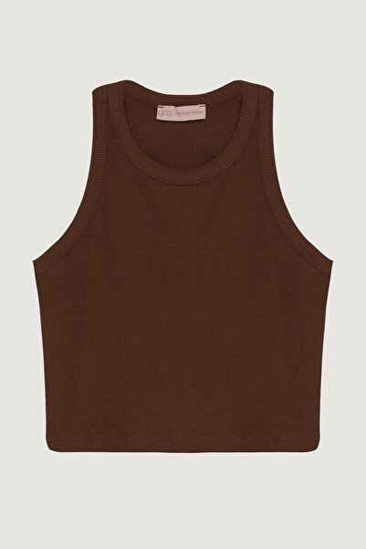 Quzu Γυναικείο Μπλουζάκι Καφέ Quzu Top T-shirt 23Y60050-Καφέ