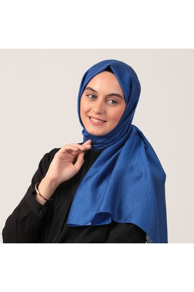 ipekistanbul Wool Silk Shawl - Mountain Pattern - Saks Blue