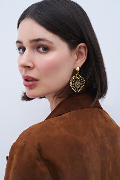 Mon Reve Hero Alltın Kaplama Kalp Iğneli Küpe