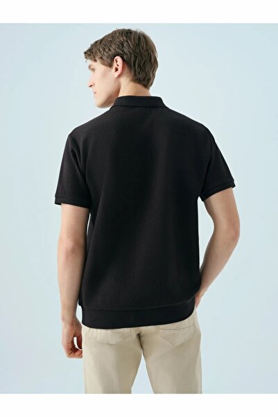 Loft Ανδρικό μπλουζάκι μαύρο Lf 2038332 Off White M Ptk Polo LF2038332-Μαύρο