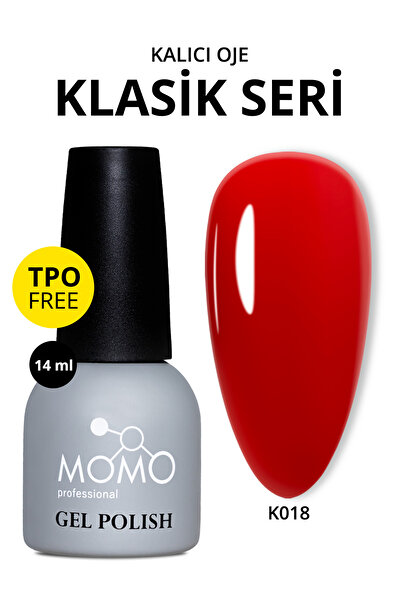 MOMO professional Kalıcı Oje K018, Yarı Şeffaf Koyu Kırmızı, 14 ml, TPO- FREE