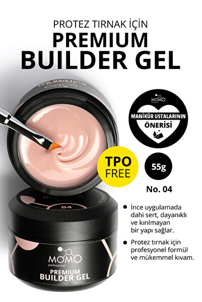 MOMO professional Premium Builder Gel, Protez Tırnak Jeli No.04, Bej, 55 gr
