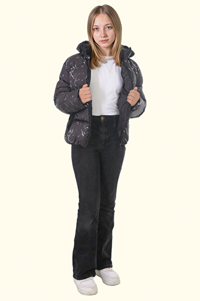 freemen Kız Çocuk Siyah Çıkabilir Kapüşonlu Su Ve Rüzgar Geçirmez Kışlık Şişme Mont & Kaban & Parka