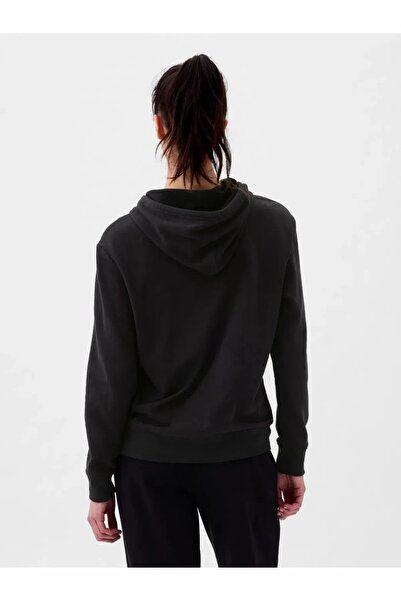 GAP Logo Havlu Kumaş Kadın Sweatshirt Siyah