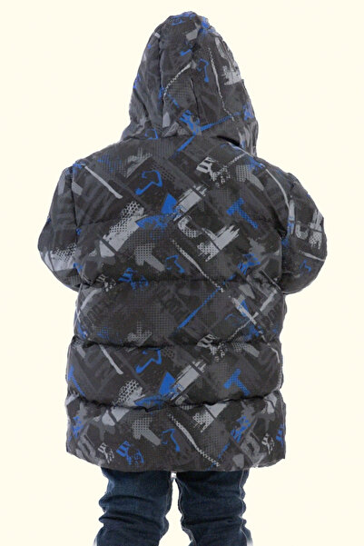freemen Флісове водо- та вітронепроникне надувне зимове пальто з капюшоном з цифровим візерунком для хлопчиків Saks Антрацит