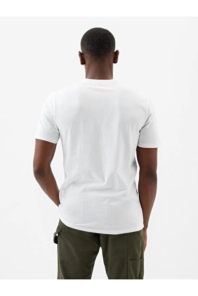 GAP Ανδρικό μπλουζάκι με λογότυπο V-everyday Soft Basic 856659003-Λευκό