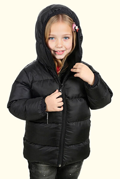 freemen Palton de iarnă gonflabil, impermeabil, rezistent la vânt, căptușit cu fleece neagră pentru fete