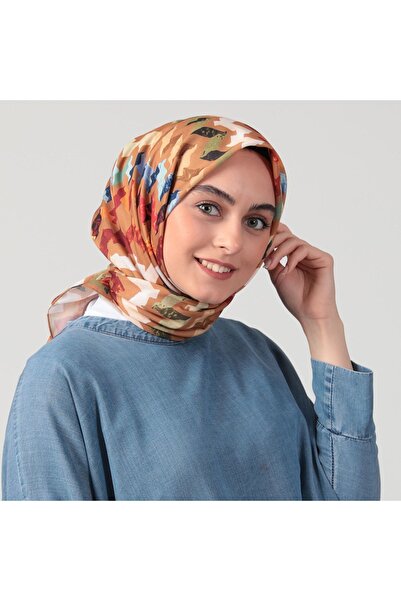 ipekistanbul Шовковий шарф з бавовни - Зигзагоподібний візерунок - Кориця