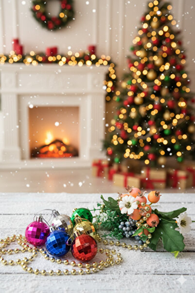 Deniz Party Store كرة ديسكو ملونة لتزيين شجرة السنة الجديدة 6 قطع 4 سم