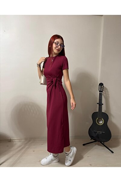 DOANTE Yandan Bağlamalı Vücuda Oturan Bilek Boy Elbise