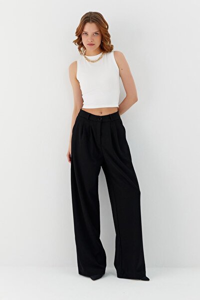 Shopping Shop Παντελόνι Palazzo ΜΑΥΡΟ