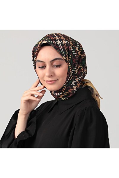 ipekistanbul Eșarfă din mătase din bumbac - model picior de găină - muștar