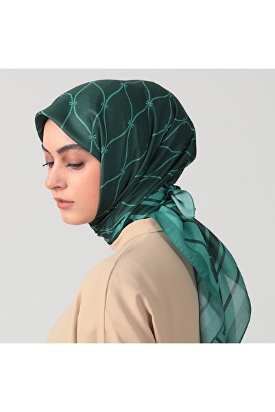 ipekistanbul Eșarfă din mătase din bumbac - model ondulat - verde pin