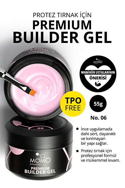 MOMO professional Premium Builder Gel, Protez Tırnak Jeli No.06, Pembe, 55 gr...