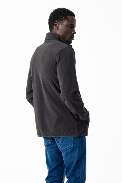 JB John Borners Erkek Dik Yaka Polar Antrasit Cep Detaylı Fermuarlı Yumuşak Dokulu - 6019