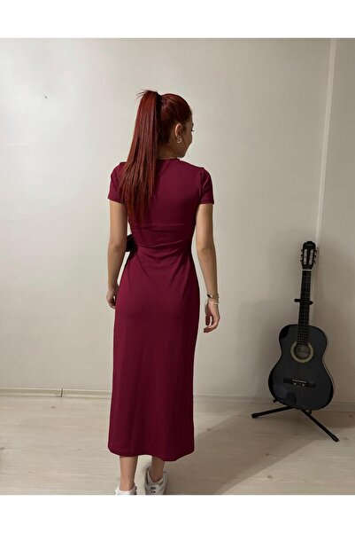 DOANTE Yandan Bağlamalı Vücuda Oturan Bilek Boy Elbise