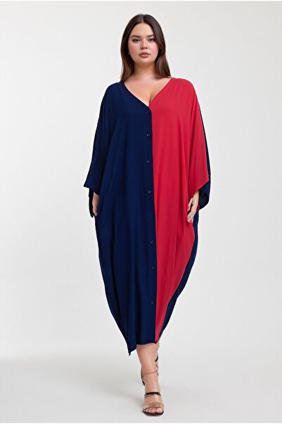 bacc Navy Blue and Fuchsia Embroidered Long Woven Women's Dress - Bcvl-24956