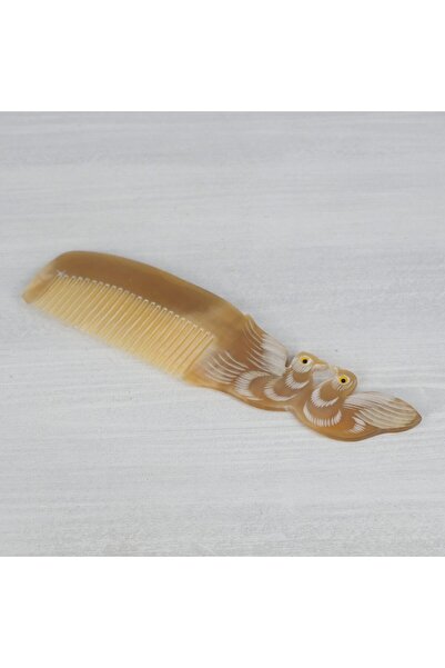 Yeşil İncir Kemik Tarak Kuş Desenli (Saplı)