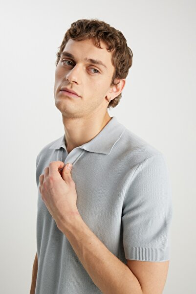 WRANGLER Ανδρικό μπλουζάκι πόλο σε γκρι χρώμα Relaxed Fit W2510455032 Polo T-shirt W2510455032-Lightgray