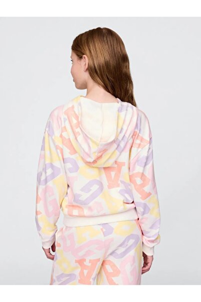 GAP Kız Çocuk Ekru V-frch Sp Logo Po Sweatshirt 723295001-Çokrenkli
