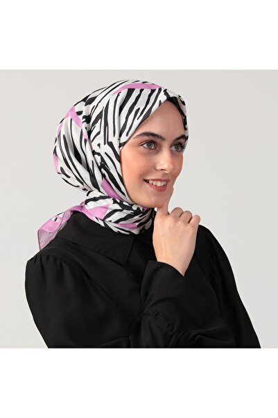 ipekistanbul Pamuk İpek Eşarp - Zebra Desen - Lila