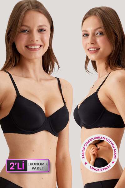 Pierre Cardin Economic Pack of 2 Black 6804 Lens Underwire Unsupported Micro Bra Set