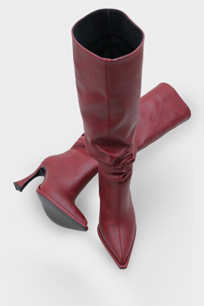 LOJO Női hegyes orrú sarkú alkalmi csizma Semore Burgundy