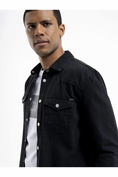 Loft Ανδρικό πουκάμισο μαύρο Lf 2035732 Jack Black Wash M Shg LF2035732-Dn11926