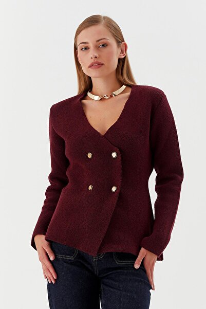 Shopping Shop Double breasted buttoned cardigan burgundy