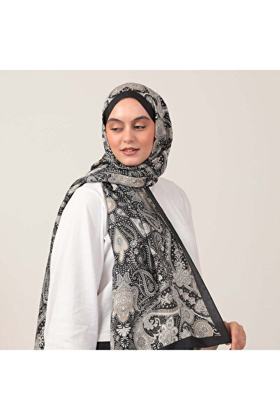 ipekistanbul Şal din mătase de bumbac - Model Marakeş - Negru