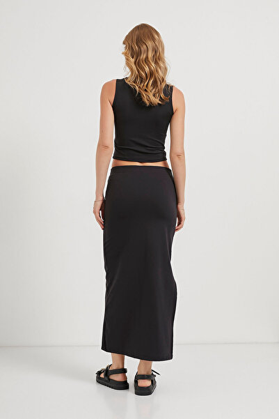 Arma Life Women's Premium Soft Summer Slit Black Long Skirt