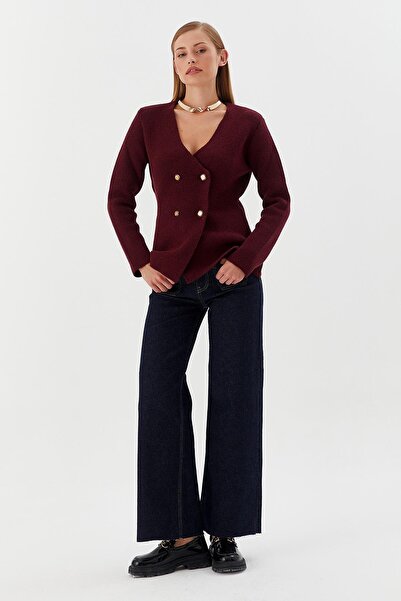 Shopping Shop Double breasted buttoned cardigan burgundy