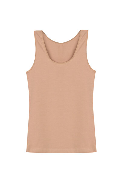 HNX Brown Cotton Large Size Thick Strap Women's Undershirt