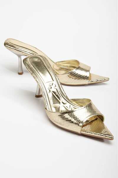 CHİCELLA SHOES Bellezza Gold Pointed Toe Women's Slippers