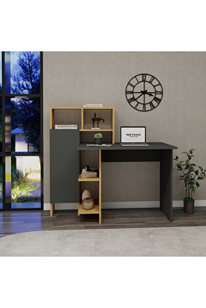ARNETTİ Buğra Dolaplı Çalışma Masası – Antrasit & Safirmeşe, Bilgisayar Masası