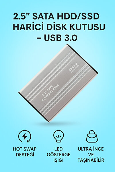 Coverzone Harici Disk Kutusu ZR1075 - 2.5” HDD, USB 2.0, 1TB Destekli, Tak-Ça...