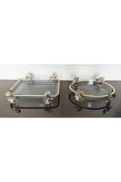 atabey home Double Large Candle Holder Set Rectangular 42cm and Oval 38cm with Butterfly Gold Stand