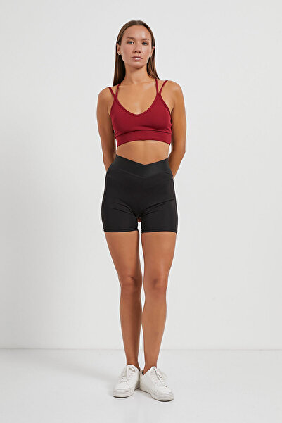 Arma Life Women's Burgundy Sports Bra with Cross Rope Strap on the Back