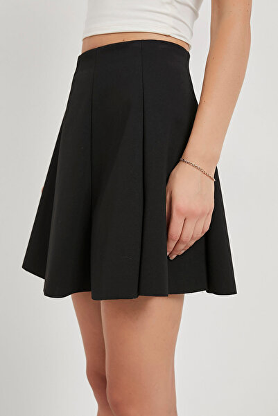 Arma Life Women's Pleated High Waist Basic Black Tight Mini Skirt