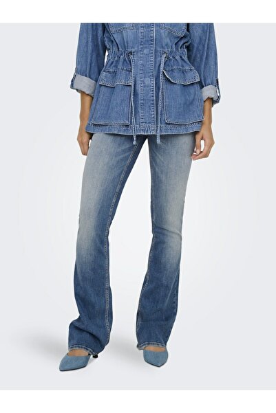 ONLY Women's Blue Onlblush Mid Flared Dnm Dot741 Noos Jean 15339447-Mediumblu